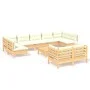 Muebles de jardín 10 pzas y cojines madera maciza de pino crema de , Conjuntos de jardín - Ref: Foro24-3097253, Precio: 844,0...