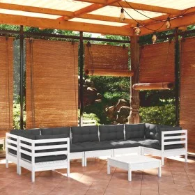 8 Stk. Gartenmöbel mit Kissen aus weißem Kiefernholz von , Gartensets - Ref: Foro24-3097314, Preis: 740,57 €, Rabatt: %