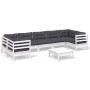 8-piece garden furniture set with white cushions made of pine wood by , Garden sets - Ref: Foro24-3097314, Price: 750,76 €, D...
