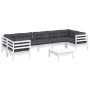8-piece garden furniture set with white cushions made of pine wood by , Garden sets - Ref: Foro24-3097314, Price: 750,76 €, D...