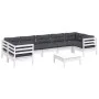 8 Stk. Gartenmöbel mit Kissen aus weißem Kiefernholz von , Gartensets - Ref: Foro24-3097314, Preis: 740,57 €, Rabatt: %