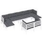 10 Stk. Gartenmöbel mit Kissen weißes massives Kiefernholz von , Gartensets - Ref: Foro24-3097134, Preis: 877,49 €, Rabatt: %