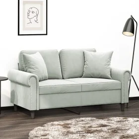 2-seater sofa with light gray velvet cushions 120 cm by , Sofas - Ref: Foro24-3200935, Price: 279,98 €, Discount: %
