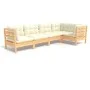 Muebles de jardín 5 piezas cojines madera de pino crema de , Conjuntos de jardín - Ref: Foro24-3096382, Precio: 428,61 €, Des...