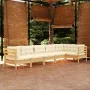 Muebles de jardín 6 pzas y cojines madera maciza de pino crema de , Conjuntos de jardín - Ref: Foro24-3096394, Precio: 520,92...