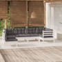 Gartenmöbel 6-teilig mit Kissen aus weißem Kiefernholz von , Gartensets - Ref: Foro24-3096419, Preis: 561,28 €, Rabatt: %