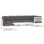 Gartenmöbel 6-teilig mit Kissen aus weißem Kiefernholz von , Gartensets - Ref: Foro24-3096419, Preis: 553,33 €, Rabatt: %