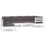 Gartenmöbel 6-teilig mit Kissen aus weißem Kiefernholz von , Gartensets - Ref: Foro24-3096419, Preis: 561,28 €, Rabatt: %