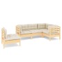 Muebles de jardín 5 piezas cojines madera de pino crema de , Conjuntos de jardín - Ref: Foro24-3096406, Precio: 436,35 €, Des...