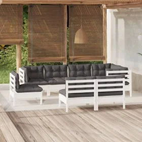 Garden furniture 8 pieces and white cushions solid pine wood by , Garden sets - Ref: Foro24-3096467, Price: 733,31 €, Discoun...