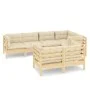 Garden furniture 7 pieces and cushions solid cream pine wood by , Garden sets - Ref: Foro24-3096490, Price: 586,91 €, Discoun...