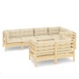 Gartenmöbel 7-teilig und Kissen aus massivem cremefarbenem Kiefernholz von , Gartensets - Ref: Foro24-3096490, Preis: 596,77 ...