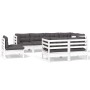 Garden furniture 8 pieces and white cushions solid pine wood by , Garden sets - Ref: Foro24-3096515, Price: 785,40 €, Discoun...