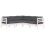 Gartenmöbel 5-teilig mit weißen Kissen aus massivem Kiefernholz von , Gartensets - Ref: Foro24-3096672, Preis: 461,37 €, Raba...