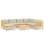 Muebles de jardín 8 pzas y cojines madera maciza de pino crema de , Conjuntos de jardín - Ref: Foro24-3096653, Precio: 751,52...