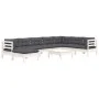 Gartenmöbel 9-teilig und weiße Kissen aus massivem Kiefernholz von , Gartensets - Ref: Foro24-3096666, Preis: 799,14 €, Rabat...