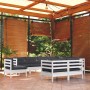 Garden furniture 9 pieces and white cushions solid pine wood by , Garden sets - Ref: Foro24-3096768, Price: 845,32 €, Discoun...