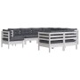 Garden furniture 9 pieces and white cushions solid pine wood by , Garden sets - Ref: Foro24-3096768, Price: 845,32 €, Discoun...