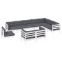 Gartenmöbel 10 Stück und weiße Kissen aus massivem Kiefernholz von , Gartensets - Ref: Foro24-3096780, Preis: 915,84 €, Rabat...