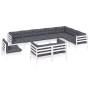 Gartenmöbel 10 Stück und weiße Kissen aus massivem Kiefernholz von , Gartensets - Ref: Foro24-3096780, Preis: 928,37 €, Rabat...