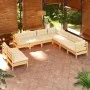 Muebles de jardín 9 pzas y cojines madera maciza de pino crema de , Conjuntos de jardín - Ref: Foro24-3096827, Precio: 755,31...