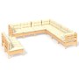 Gartenmöbel 9-teilig und Kissen aus massivem cremefarbenem Kiefernholz von , Gartensets - Ref: Foro24-3096827, Preis: 770,29 ...