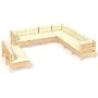 Muebles de jardín 9 pzas y cojines madera maciza de pino crema de , Conjuntos de jardín - Ref: Foro24-3096827, Precio: 755,31...