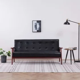 3 seater black synthetic leather sofa by vidaXL, Sofas - Ref: Foro24-248643, Price: 221,96 €, Discount: %