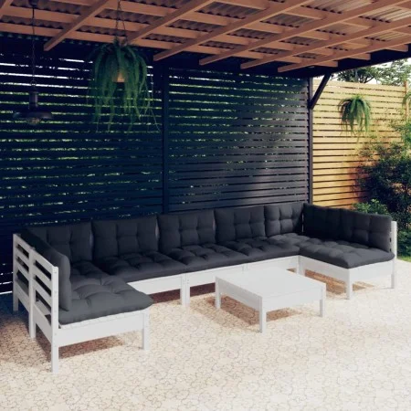 Gartenmöbel 8-teilig mit weißen Kissen aus massivem Kiefernholz von , Gartensets - Ref: Foro24-3097170, Preis: 699,11 €, Raba...