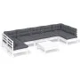 Gartenmöbel 8-teilig mit weißen Kissen aus massivem Kiefernholz von , Gartensets - Ref: Foro24-3097170, Preis: 699,11 €, Raba...