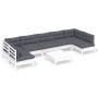 Gartenmöbel 8-teilig mit weißen Kissen aus massivem Kiefernholz von , Gartensets - Ref: Foro24-3097170, Preis: 708,78 €, Raba...