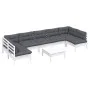 Gartenmöbel 8-teilig mit weißen Kissen aus massivem Kiefernholz von , Gartensets - Ref: Foro24-3097170, Preis: 699,11 €, Raba...