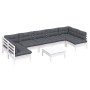 Gartenmöbel 8-teilig mit weißen Kissen aus massivem Kiefernholz von , Gartensets - Ref: Foro24-3097170, Preis: 708,78 €, Raba...