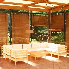 Garden furniture 10 pieces and cream pine wood cushions by , Garden sets - Ref: Foro24-3097325, Price: 802,08 €, Discount: %