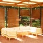 Garden furniture 10 pieces and cream pine wood cushions by , Garden sets - Ref: Foro24-3097325, Price: 844,02 €, Discount: %