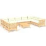 Garden furniture 10 pieces and cream pine wood cushions by , Garden sets - Ref: Foro24-3097325, Price: 844,02 €, Discount: %