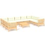 Gartenmöbel 10 Stück und Kissen aus cremefarbenem Kiefernholz von , Gartensets - Ref: Foro24-3097325, Preis: 855,49 €, Rabatt: %
