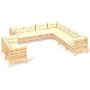 Gartenmöbel 9-teilig und Kissen aus massivem cremefarbenem Kiefernholz von , Gartensets - Ref: Foro24-3096899, Preis: 775,07 ...