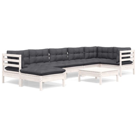 Muebles de jardín 8 pzas y cojines blanco madera maciza de pino by , Garden sets - Ref: Foro24-3096557, Price: 737,95 €, Disc...