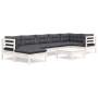 Muebles de jardín 8 pzas y cojines blanco madera maciza de pino by , Garden sets - Ref: Foro24-3096557, Price: 737,95 €, Disc...