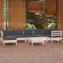 Muebles de jardín 8 pzas y cojines blanco madera maciza de pino de , Conjuntos de jardín - Ref: Foro24-3096557, Precio: 728,4...