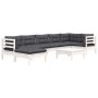Muebles de jardín 8 pzas y cojines blanco madera maciza de pino by , Garden sets - Ref: Foro24-3096557, Price: 737,95 €, Disc...