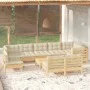 Muebles de jardín 10 pzas y cojines madera maciza de pino crema de , Conjuntos de jardín - Ref: Foro24-3096484, Precio: 807,3...