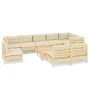 Muebles de jardín 10 pzas y cojines madera maciza de pino crema de , Conjuntos de jardín - Ref: Foro24-3096484, Precio: 807,3...