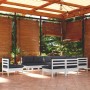 Gartenmöbel 10 Stück und weiße Kissen aus massivem Kiefernholz von , Gartensets - Ref: Foro24-3096756, Preis: 886,40 €, Rabat...