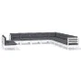 Gartenmöbel 11-teilig und weiße Kissen aus massivem Kiefernholz von , Gartensets - Ref: Foro24-3096852, Preis: 933,65 €, Raba...