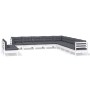 Gartenmöbel 11-teilig und weiße Kissen aus massivem Kiefernholz von , Gartensets - Ref: Foro24-3096852, Preis: 946,32 €, Raba...