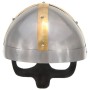 Réplica de casco vikingo antiguo LARP acero plateado