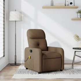 Sillón reclinable con masaje de tela marrón by , Armchairs - Ref: Foro24-374210, Price: 218,54 €, Discount: %