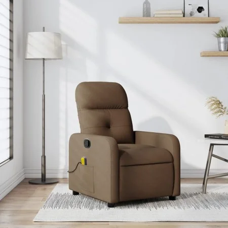 Sillón reclinable con masaje de tela marrón by , Armchairs - Ref: Foro24-374210, Price: 218,54 €, Discount: %